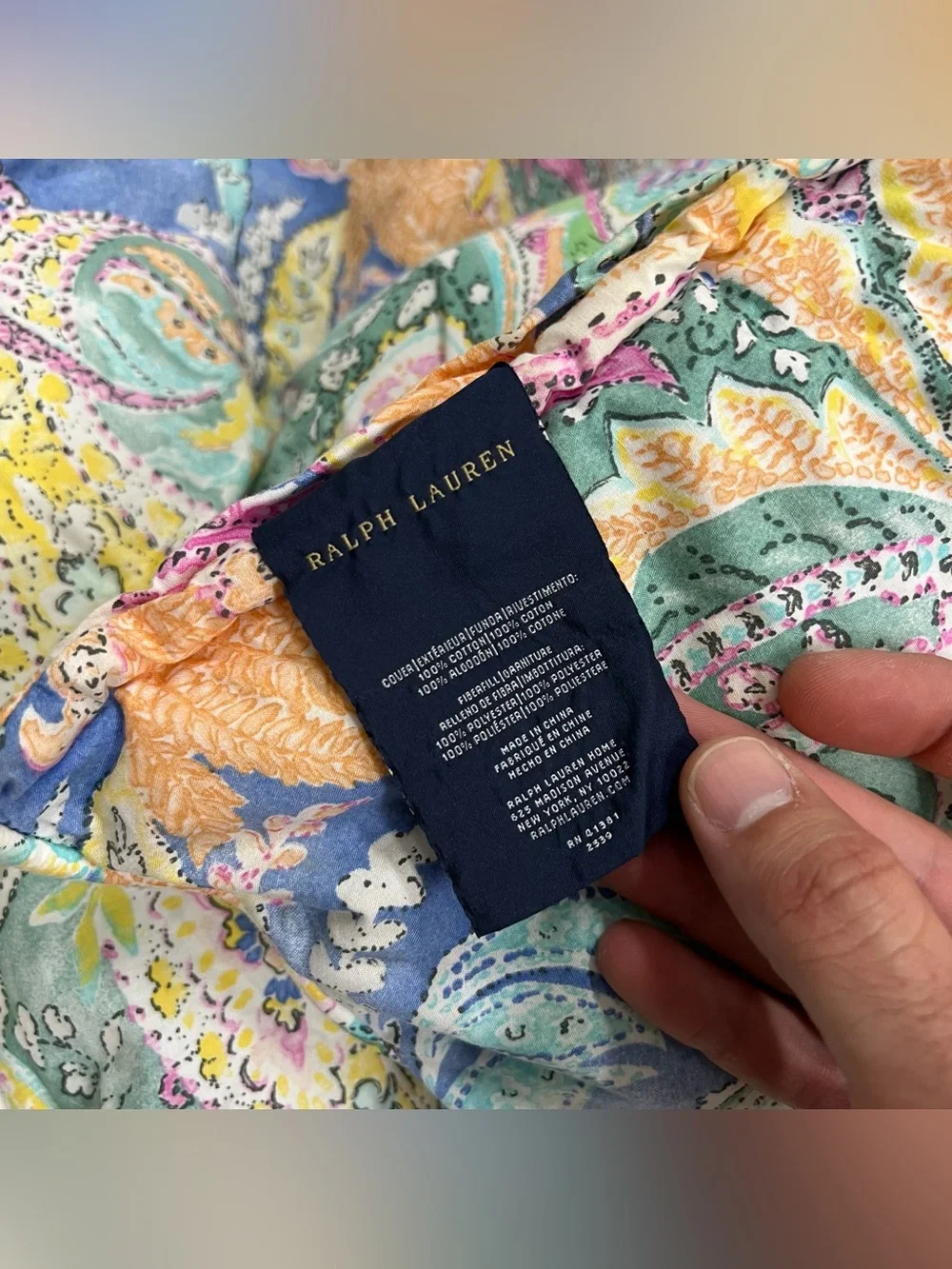 Ralph Lauren Comforter Jamaica Paisley King Coral Pink Floral Bedspread 100x87